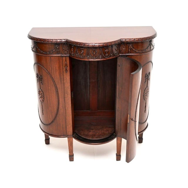 Antique Georgian Adam Style Bow Front Cabinet, 1790 For Sale - Image 3 of 11