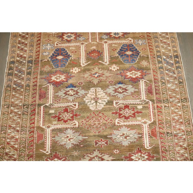 Tribal Early 20th Century Camel Caucasian Shirvan Rare Gallery Rug - 5'1" x 14'5" For Sale - Image 3 of 8