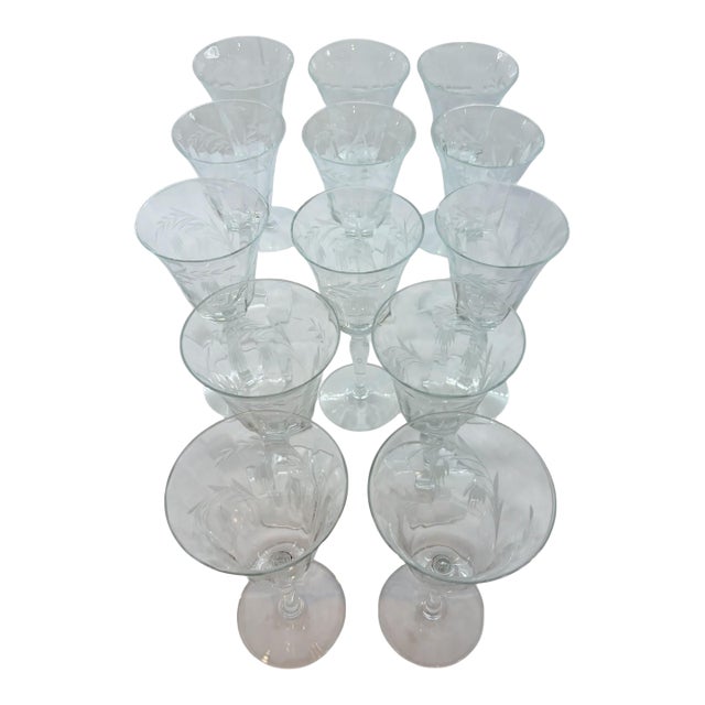 Mid 20th Century Unmarked Wine Glasses - Set of 13 For Sale