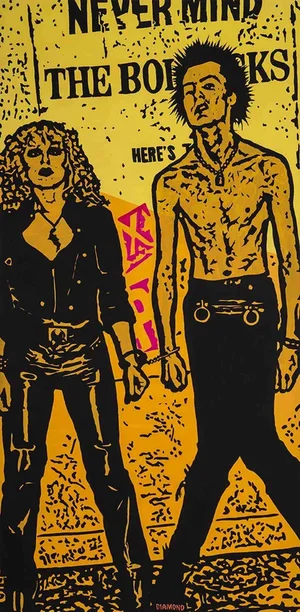Diamond, Sid and Nancy, Mixed Media on Canvas, 2017