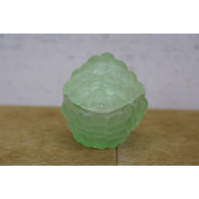 Early 20th Century Antique French Green Uranium Glass Grape Cluster Compote Trinket Box 6" For Sale - Image 5 of 16