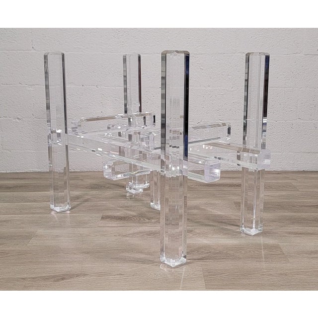 Lucite Skyscraper Column Geometric Dining Table or Desk Base For Sale - Image 9 of 9