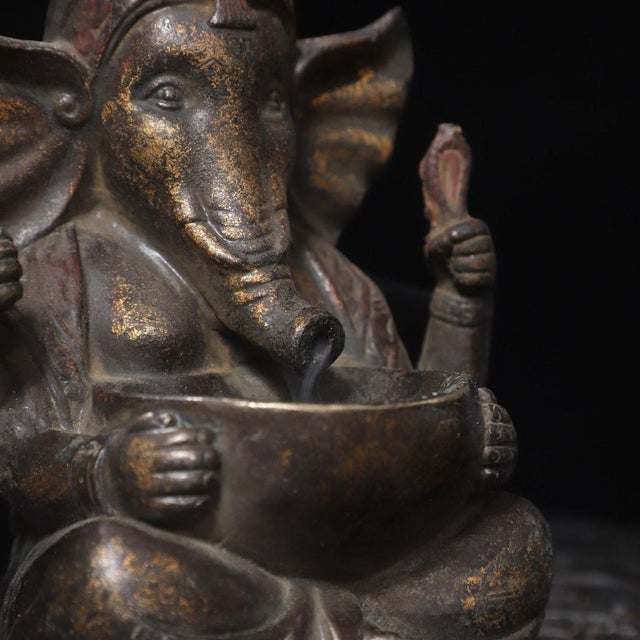 Vintage Gilt Brass Ganesha Backflow Incense Burner – Elephant God ...