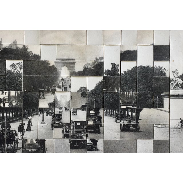 2010s Paris - Avenue Des Champs Elysees Et Les Chevaux De Marly, Hnad Cut and Hand Woven Vintage Phot Postcards, Framed For Sale - Image 5 of 5