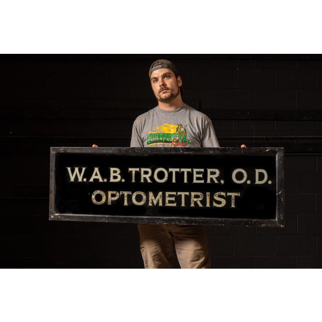 c. 1910s/1920s; W. A. B. Trotter, Optometrist - Knoxville, TN Antique reverse-painted glass over foil sign. This sign...