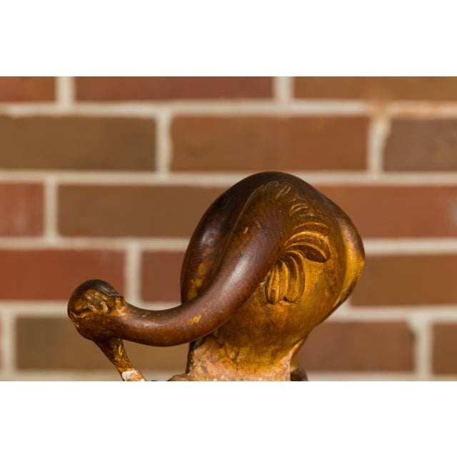 Italian Midcentury Carved Wooden Bowl with Crane and Leaf Motifs For Sale - Image 4 of 12