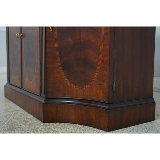 Brown Henkel Harris Mahogany Inlaid 4 Door Server For Sale - Image 8 of 12