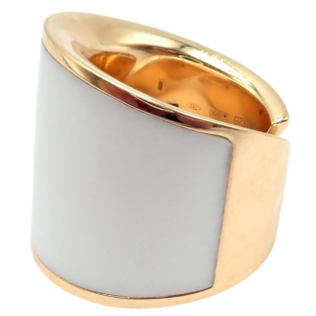 1990s Vhernier Rose Gold Vague Crossover Camuration Cacholong Ring Sz 6 For Sale - Image 14 of 16