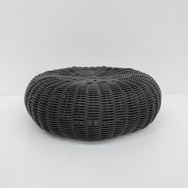 Ikea Vintage Round Black Woven Plastic Ottoman from Ikea, 1980s For Sale - Image 4 of 18