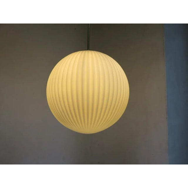 Large Brass Ceiling Lamp with Pleated Ball, 1950s For Sale - Image 6 of 18