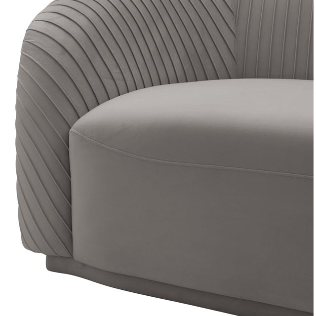 Yara Grey Velvet Pleated Sofa For Sale - Image 4 of 7