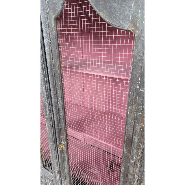 Matte Black Display Cabinet with Metal Mesh For Sale - Image 6 of 7