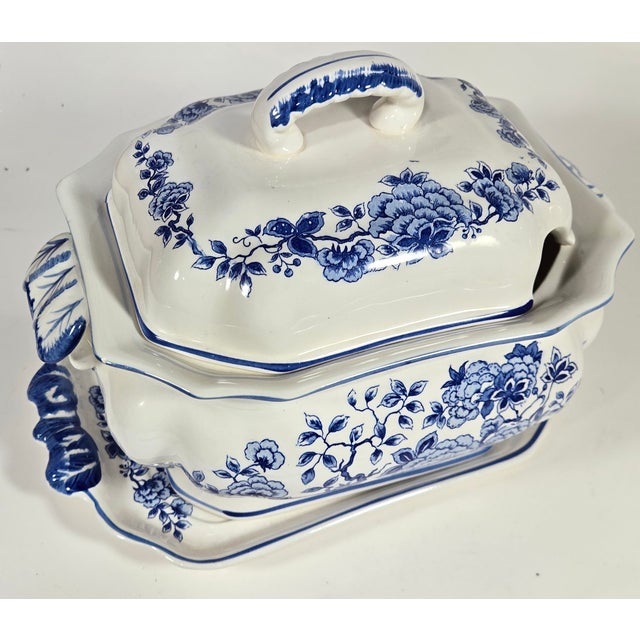 Late 20th Century Blue Delft Style Tureen and Platter- Set of Two For Sale - Image 5 of 16