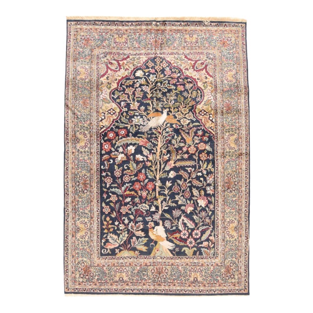 Hand Knotted Persian Tabriz Wool & Silk Rug For Sale