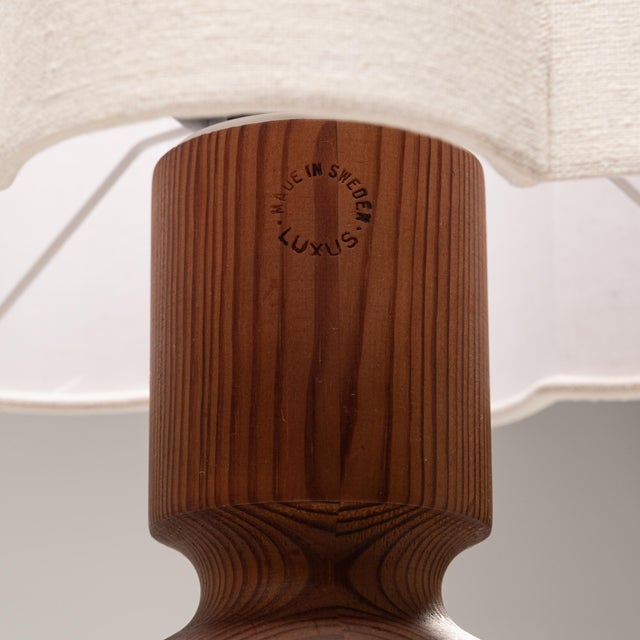 Large Pine Table Lamp by Uno & Östen Kristiansson for Luxus, Sweden, 1970s For Sale - Image 10 of 12