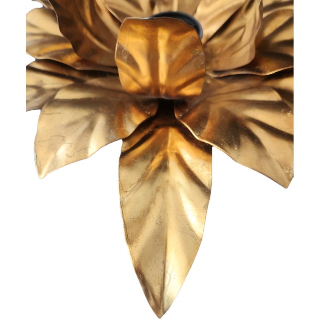Hollywood Regency Florentine Flower-Shaped Gilt Flush Mount from Hans Kögl, Italy, 1960s For Sale - Image 18 of 18