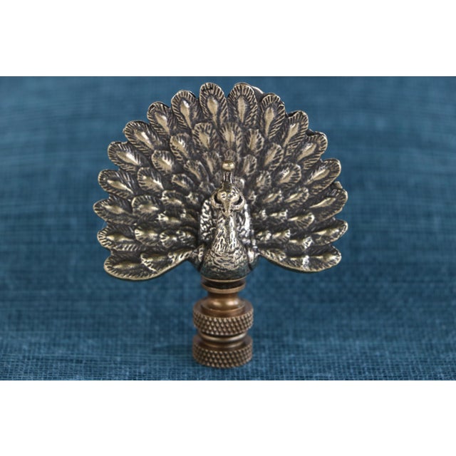Bronze Peacock Lamp Finials - a Pair For Sale - Image 8 of 8