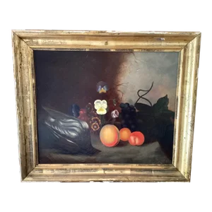 French Original Still Life Oil Painting Signed S. La Dure, Framed