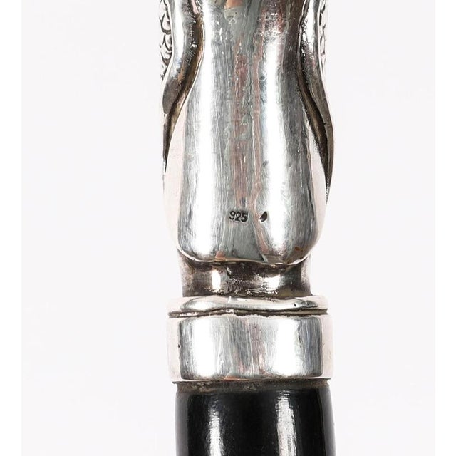 Antique French Art Nouveau Silver Walking Cane Stick, 1800s For Sale - Image 10 of 13