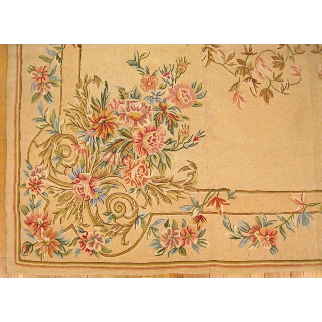 1930 Vintage Indian Chain Stitch Rug, in Room Size, with Medallion and Flowers For Sale - Image 4 of 10