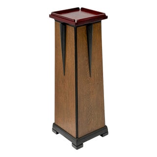 Art Deco Pedestal in Oak by E.G.C. Schubad, 1920s For Sale