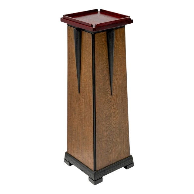 Art Deco Pedestal in Oak by E.G.C. Schubad, 1920s For Sale