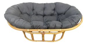 Hollywood Regency Rattan Double Papasan Chair Frame and Cushion 5871