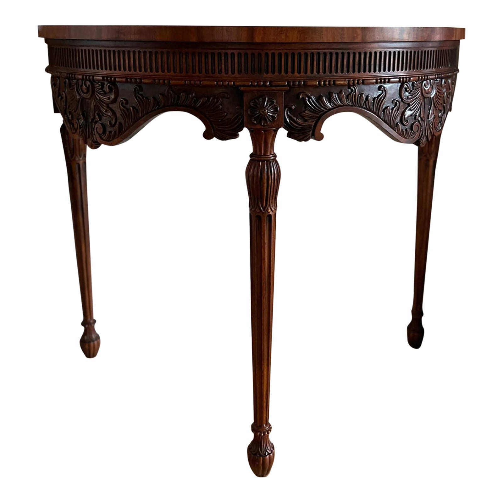 Wood Traditional Spanish Henredon Half Moon Foyer Console Table Chairish