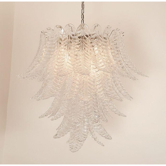 1970s Mid Century Modern Murano Glass Leaves Chandelier For Sale - Image 5 of 9