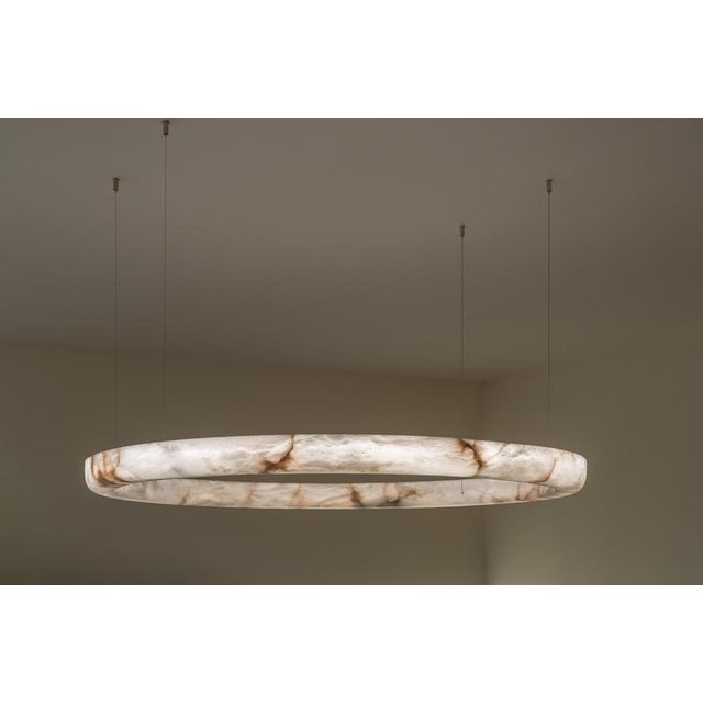 Metal Halo with Pipe 77 Pendant Lamp by United Alabaster For Sale - Image 7 of 18