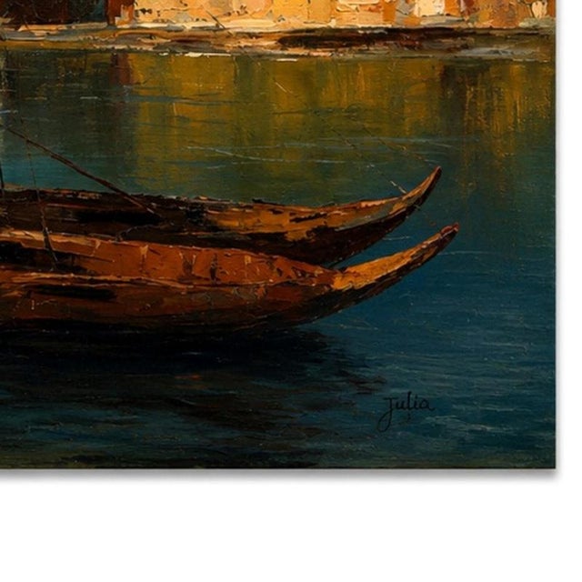 Jusa, Ribeira Do Porto, 20th Century, Acrylic on Canvas For Sale - Image 5 of 6