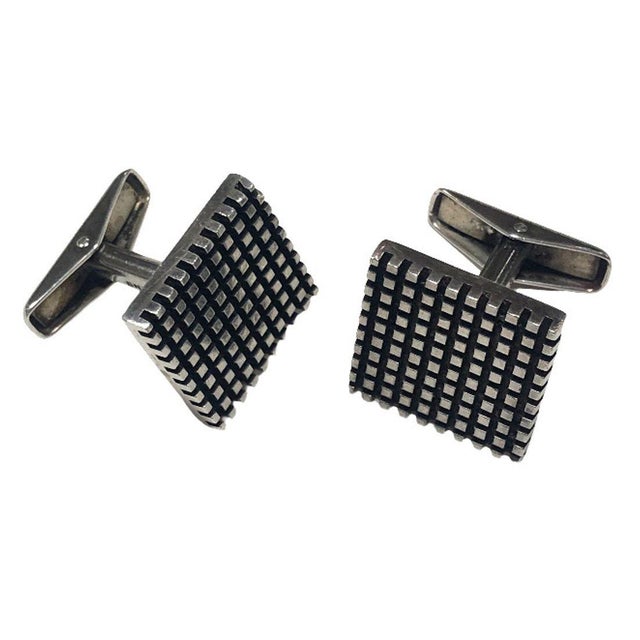 Allan Adler Sterling Silver Modernist Cufflinks, Circa 1963 For Sale - Image 4 of 5