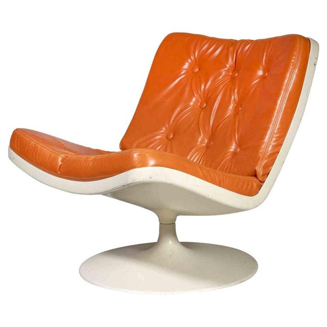 Artifort F976 Chair in Orange Leather by Geoffrey Harcourt, Italy, 1970s For Sale - Image 9 of 9