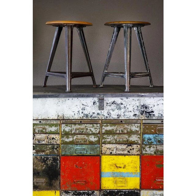 Bauhaus Set of Industrial Stools by Robert Wagner for Rowac, Chemnitz, Germany For Sale - Image 3 of 12