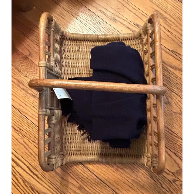 Palecek 1970s Palecek Norman Rockwell Magazine Bamboo and Wicker Basket For Sale - Image 4 of 5