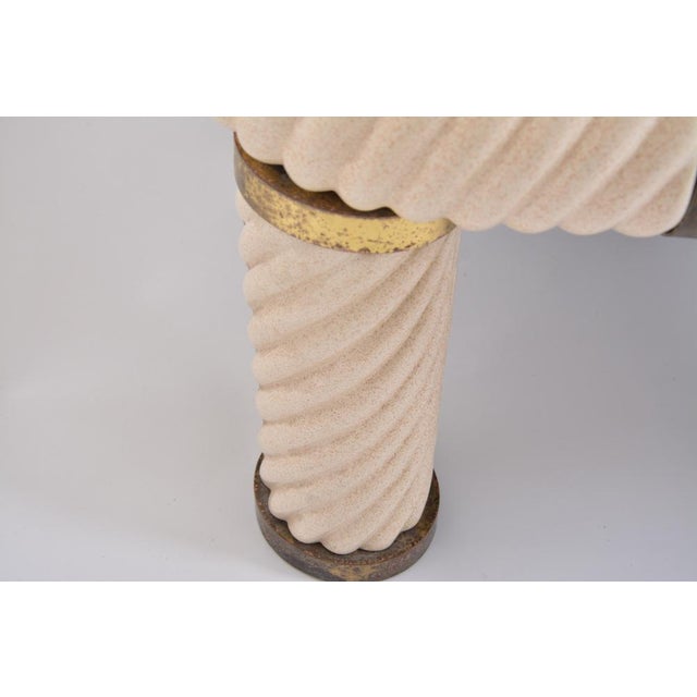 Large White Ceramic and Brass Coffee Table by Tommaso Barbi, 1970s For Sale - Image 11 of 16