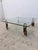 Wood Postmodern Glass Coffee Table on Wheels After Gae Aulenti, 1990s For Sale - Image 7 of 13