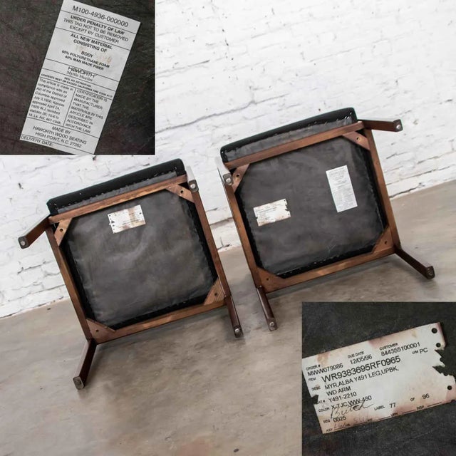 Vintage Modern Armchairs Black & Walnut Tone Wood by Haworth - A Pair For Sale - Image 10 of 13