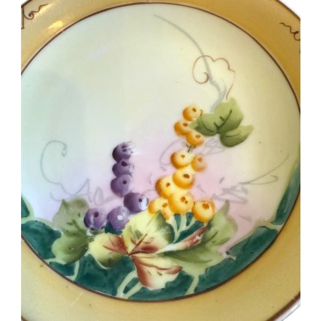 English Set of 6 Vintage Hand-Painted Nippon China Plates – Grapes of Glam For Sale - Image 3 of 4