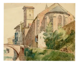 Eleanor Hughes RI, Saint-Jean-Pied-de-Port, Pyrenees, France, 1920, Watercolour