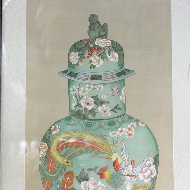 Set of Framed Four Chinese Paintings of Vases Hand-Painted Decorative Wall Art For Sale - Image 14 of 18