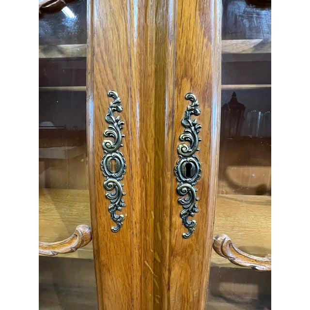 1960s Mid Century Belgian Oak Display Cabinet For Sale - Image 11 of 11