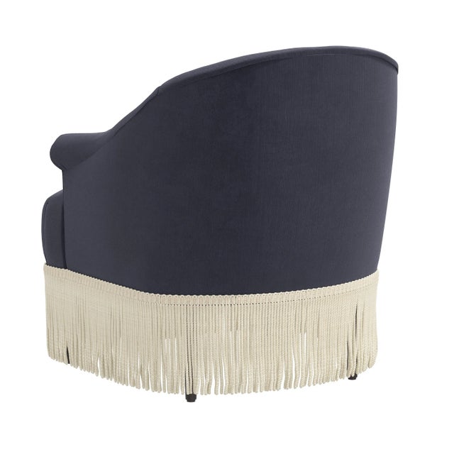 Textile Fringe Chair in Titan Ocean For Sale - Image 7 of 9