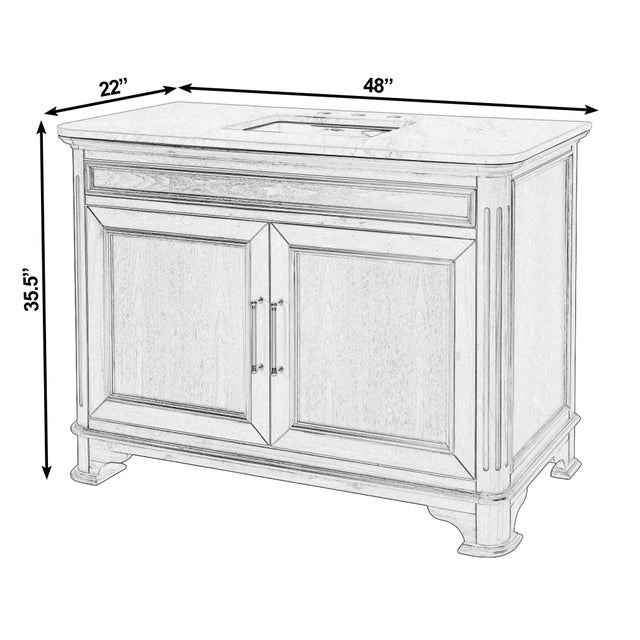 Mid-Century Modern Colorado 48 in. W Wood & Marble Single Sink Bathroom Vanity, Natural Walnut For Sale - Image 3 of 9