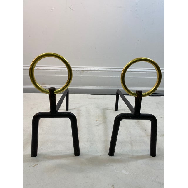 Mid-Century Modern Gio Ponti Style Andirons - a Pair. For Sale - Image 3 of 8