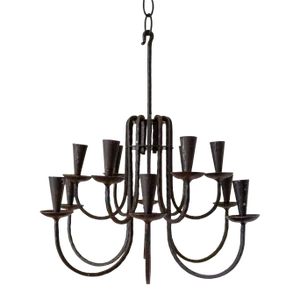 Scandinavian Brutalist Blackened Iron Hanging Candelabra | Made in Sweden