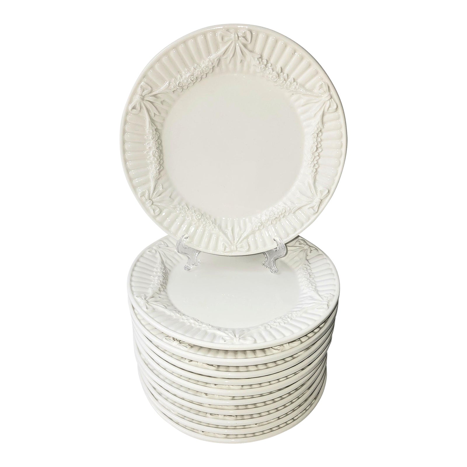 1990s Tiffany & Co. White Garland Dessert/Salad Plates - Set of 11