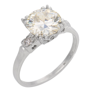 1950s Mid Century Gia 2.07 Carat Old European Cut Diamond Platinum Engagement Ring, Size 6.75