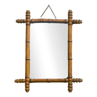 French Faux Bamboo and Turned Wood Mirror, 1900s For Sale