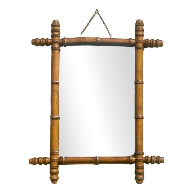 French Faux Bamboo and Turned Wood Mirror, 1900s For Sale
